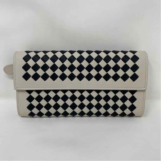 Pre-Owned Bottega Veneta Black/White Leather Designer Wallet