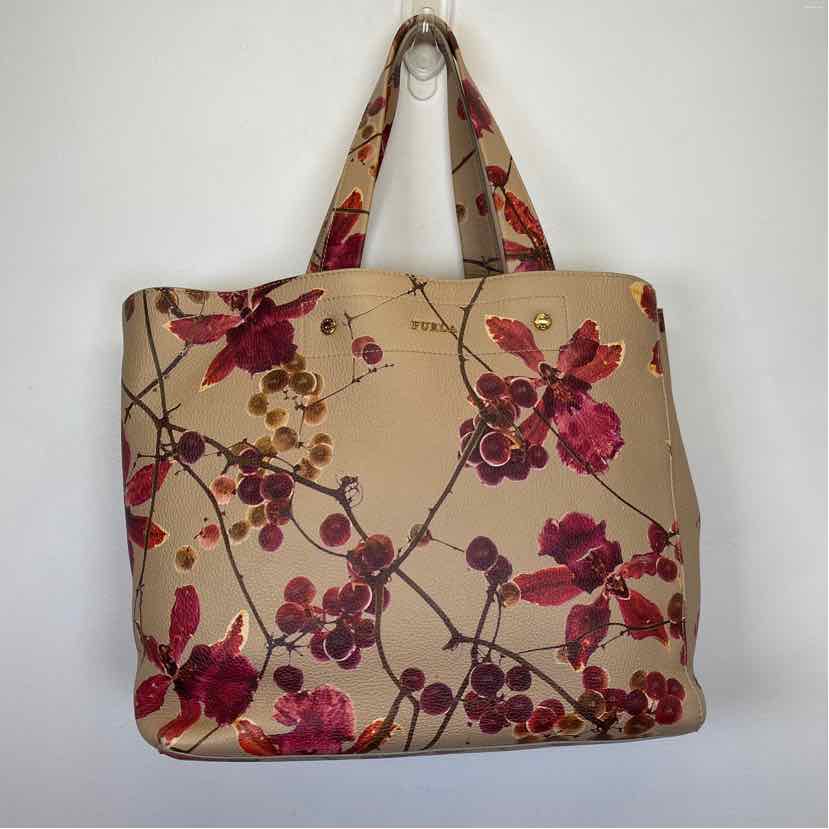 Pre-Owned Furla Red Floral Leather Handbag