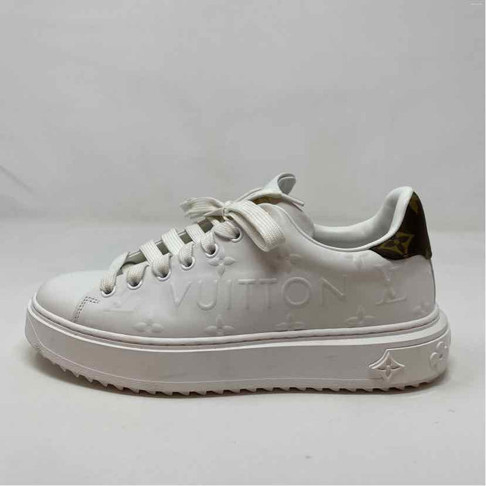 Pre-Owned Louis Vuitton White Multi Fabric Shoe Size 7 Designer Shoes