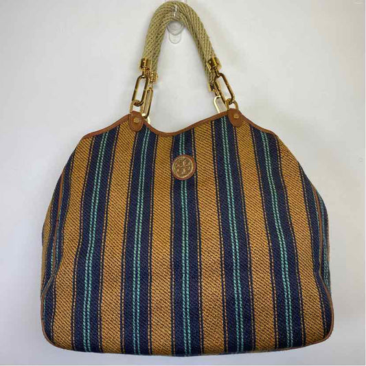 Pre-Owned Tory Burch blue stripe Fabric Handbag