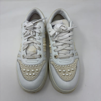 Pre-Owned Jimmy Choo White Pearls Shoe Size 7.5 Designer Shoes