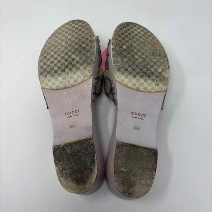 Pre-Owned Gucci Monogram Wood Shoe Size 6 Designer Shoes