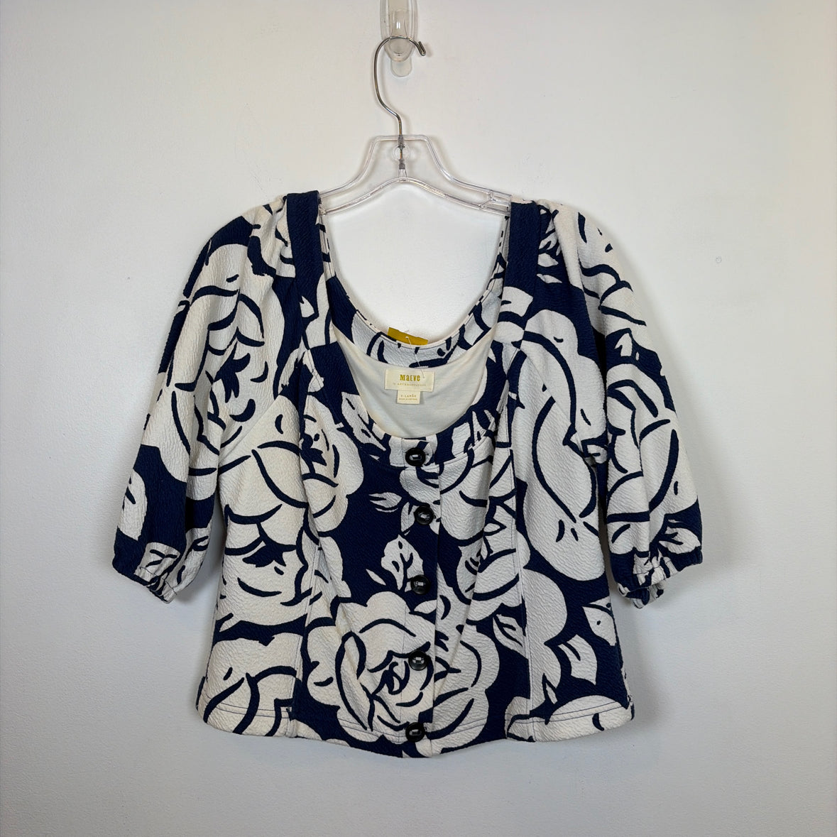 Pre-Owned Size XL Maeve Navy/White Top