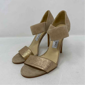 Pre-Owned Jimmy Choo Gold Suede Shoe Size 6.5 Designer Shoes