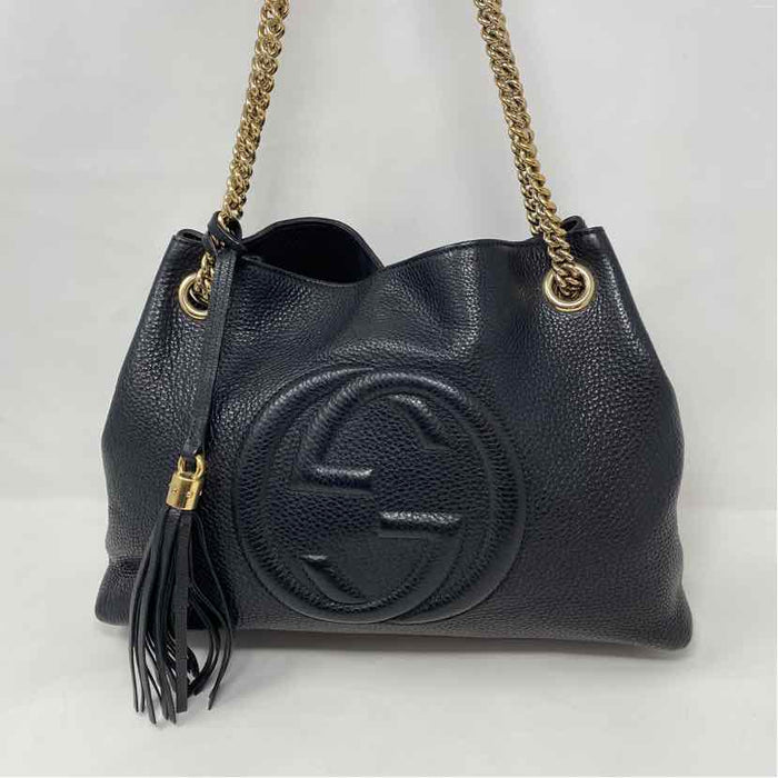 Pre-Owned Gucci Black Leather Designer Handbag