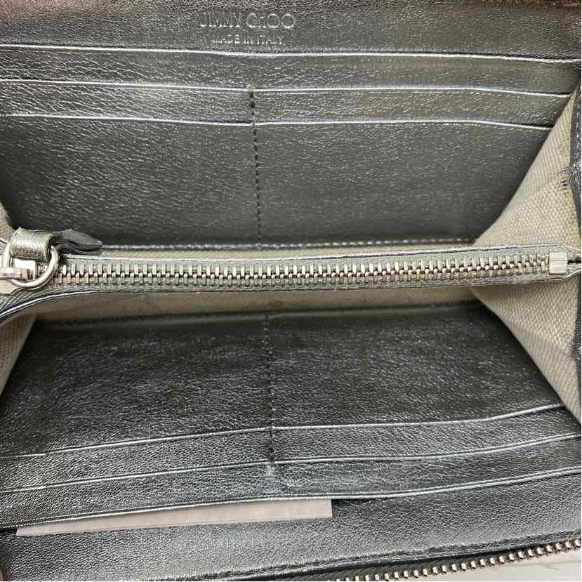 Pre-Owned Jimmy Choo Silver Multi Coated Canvas Designer Wallet