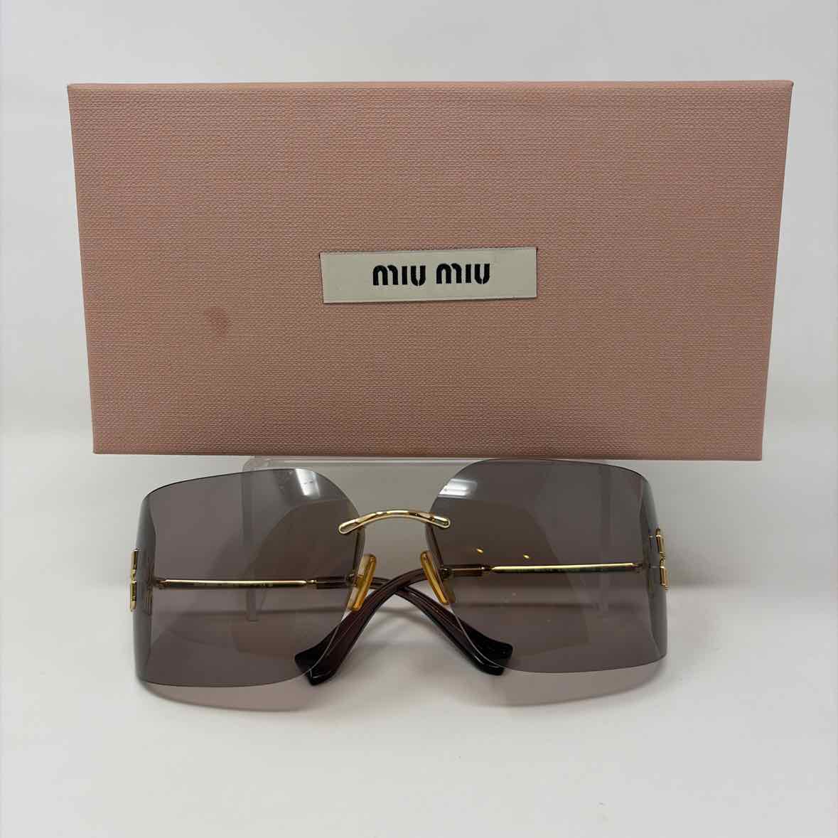 Pre-Owned Mui Mui Gold Metal Designer Sunglasses