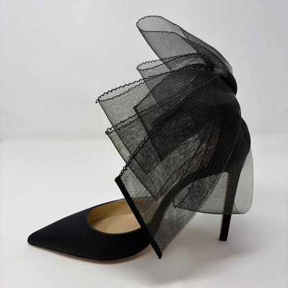 Pre-Owned Jimmy Choo Black Satin Shoe Size 9.5 Designer Shoes