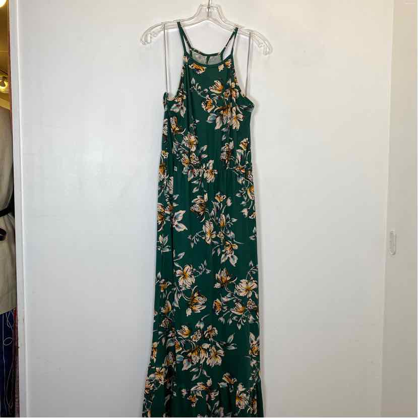 Pre-Owned Size S French Grey Green Floral Casual Dress