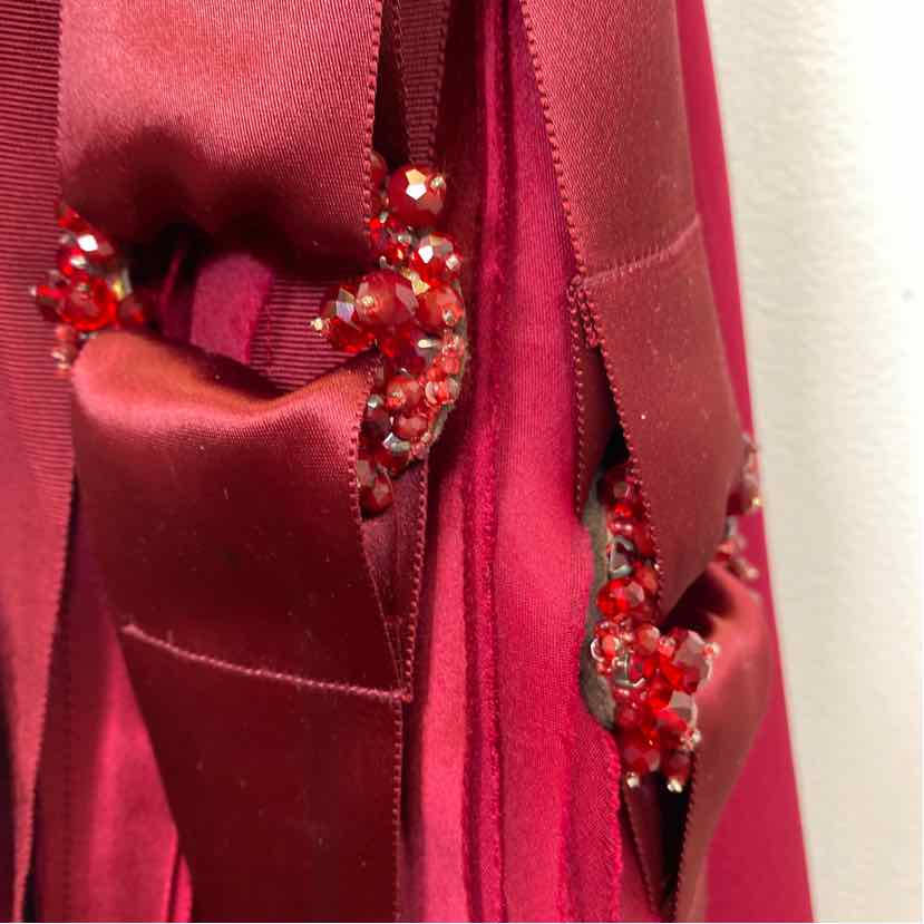 Pre-Owned Size 8/M Oscar de La Renta Crimson Casual Dress