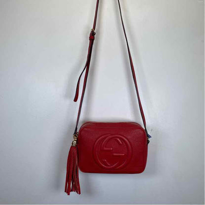 Pre-Owned Gucci Red Leather Designer Handbag