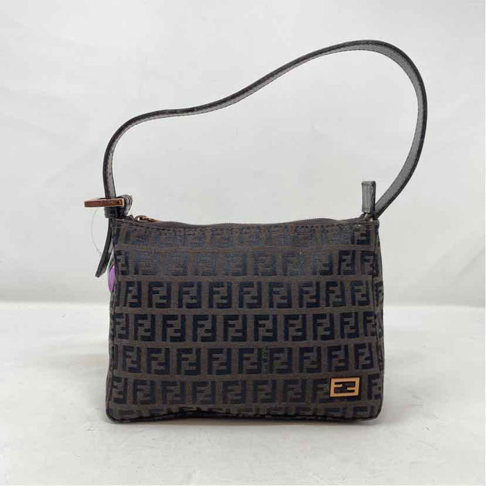 Pre-Owned Fendi Brown W/ Black Canvas Designer Handbag