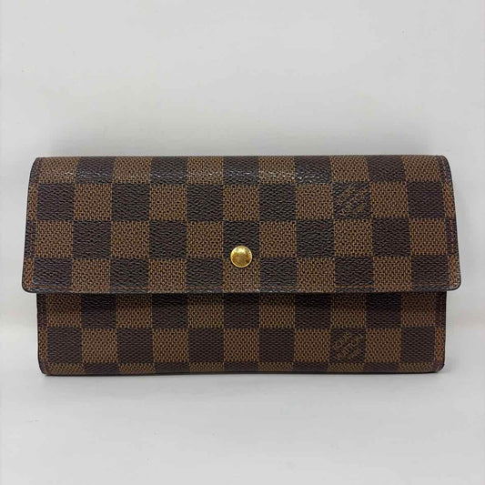 Pre-Owned Louis Vuitton Damier Eben Canvas Designer Wallet