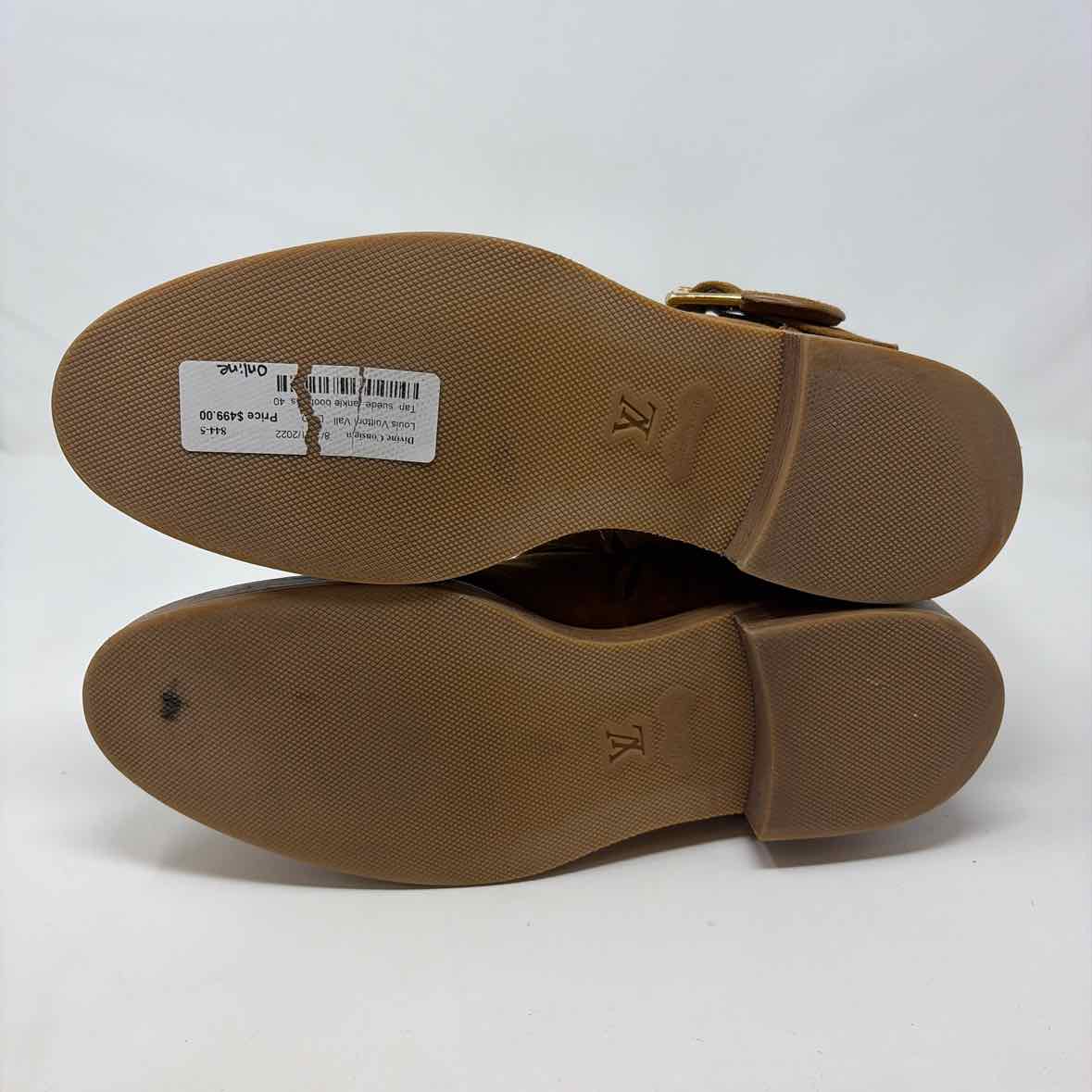 Pre-Owned Louis Vuitton Cognac Suede Shoe Size 9.5 Designer Shoes