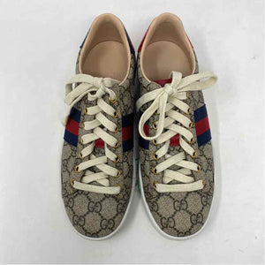 Pre-Owned Gucci Monogram Leather Shoe Size 6 Designer Shoes