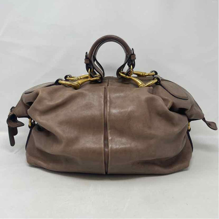 Pre-Owned Gucci Taupe Leather Designer Handbag