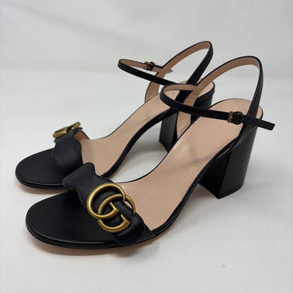 Pre-Owned Gucci Black Leather Shoe Size 8 Designer Shoes