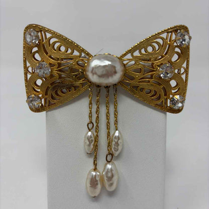Pre-Owned Miriam Haskell Gold Multi Pearls Brooch