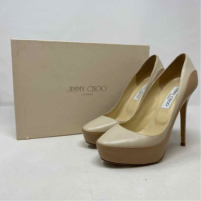 Pre-Owned Jimmy Choo Tan Leather Shoe Size 8 Designer Shoes