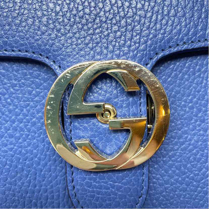 Pre-Owned Gucci Blue Leather Designer Handbag