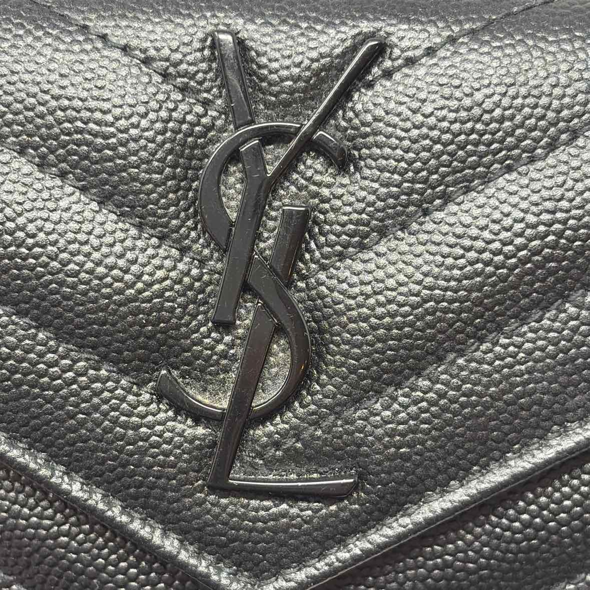 Pre-Owned Saint Laurent Black Leather Designer Wallet