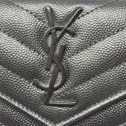 Pre-Owned Saint Laurent Black Leather Designer Wallet