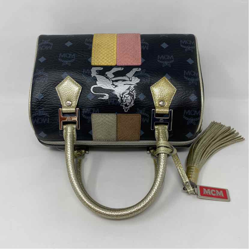 Pre-Owned MCM Black Multi Leather Designer Handbag
