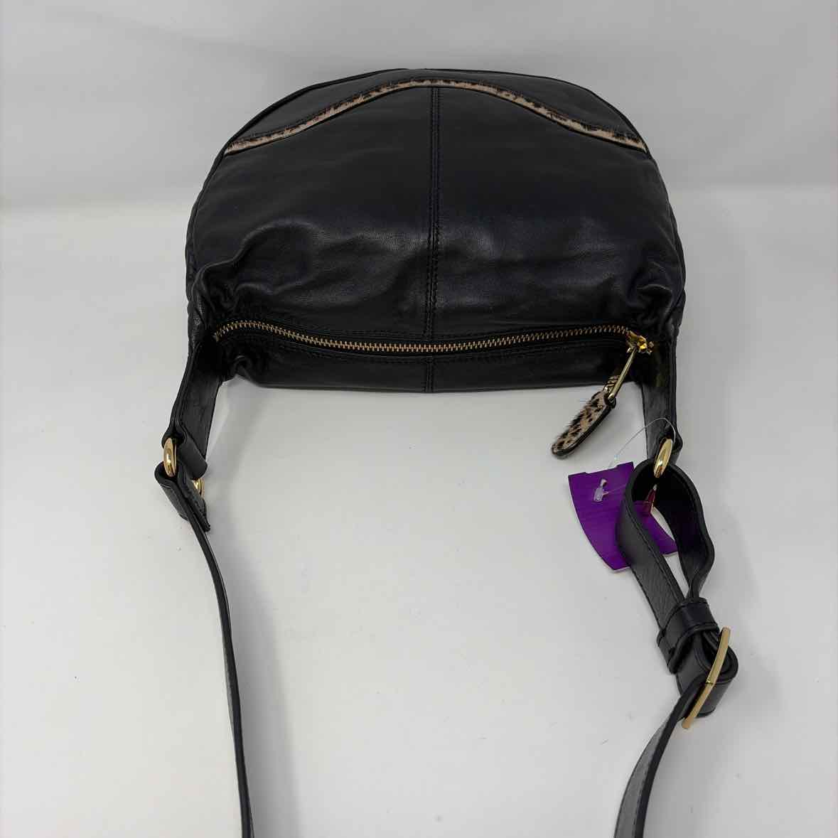 Pre-Owned Badgley Mischka Black Print Leather Handbag