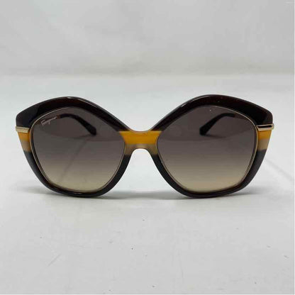 Pre-Owned Ferragamo Brown Plastic Designer Sunglasses