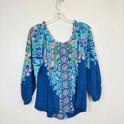 Pre-Owned Size L Lilly Pulitzer Blue Multi Top