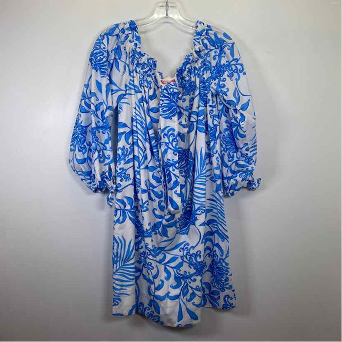 Pre-Owned Size L Lilly Pulitzer Blue Floral Casual Dress