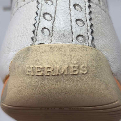 Pre-Owned Hermes White Leather Shoe Size 9.5 Designer Shoes