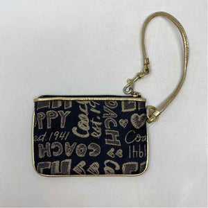 Pre-Owned Coach Black W/ Gold Fabric Wristlet