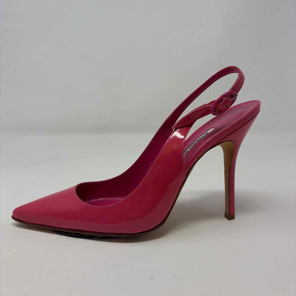 Pre-Owned Manolo Blahnik Hot Pink Patent Shoe Size 8 Designer Shoes
