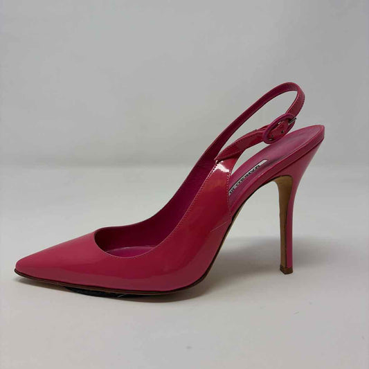 Pre-Owned Manolo Blahnik Hot Pink Patent Shoe Size 8 Designer Shoes