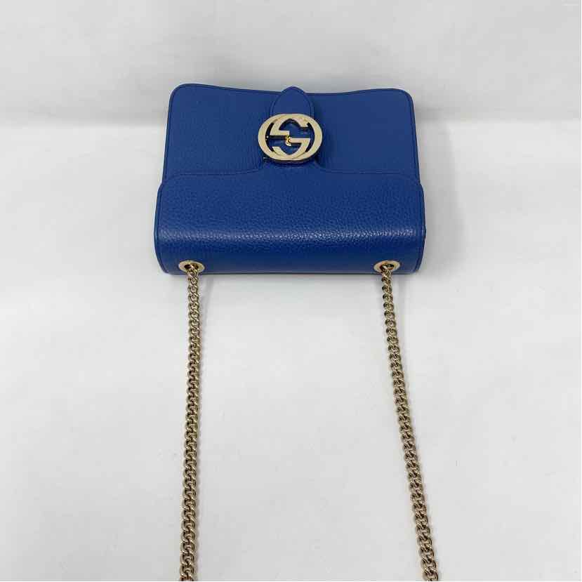 Pre-Owned Gucci Blue Leather Designer Handbag