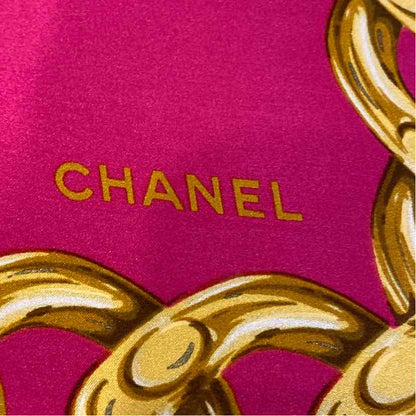 Pre-Owned Chanel Pink Silk Designer Scarf
