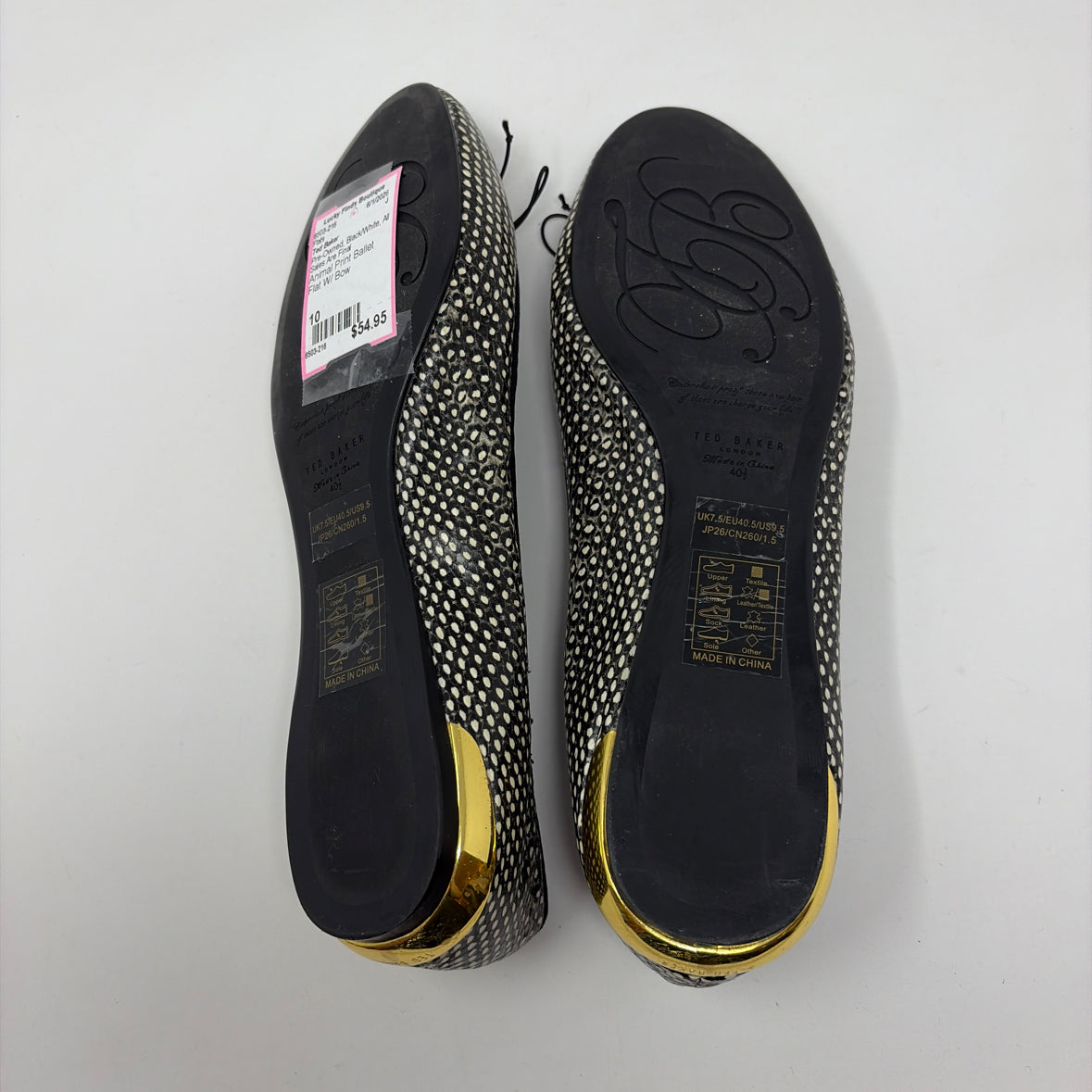 Pre-Owned Shoe Size 10 Ted Baker Black/White Flats
