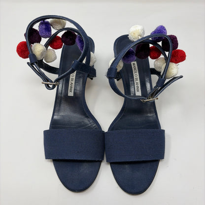 Pre-Owned Manolo Blahnik Navy Canvas Shoe Size 9.5 Designer Shoes