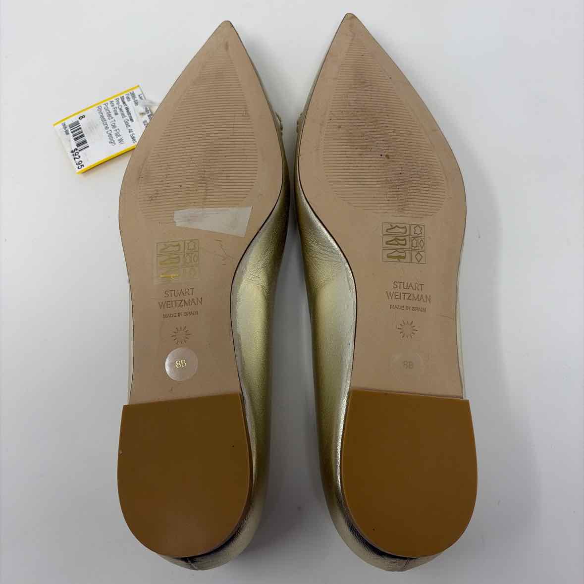 Pre-Owned Shoe Size 8 Stuart Weitzman Gold Flats
