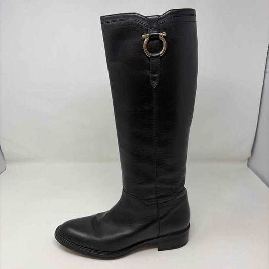 Pre-Owned Salvatore Ferragamo Black Leather Shoe Size 8 Designer Shoes