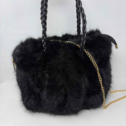 Pre-Owned Boutique Black Faux Fur Handbag