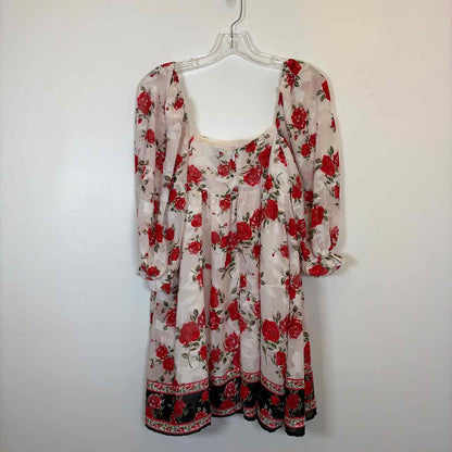 Pre-Owned Size S Blue Rain Red Floral Casual Dress