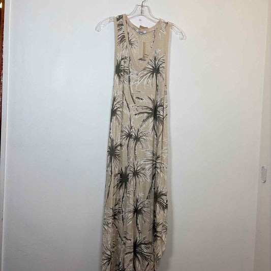 Pre-Owned Size L Z Supply Tan Print Casual Dress