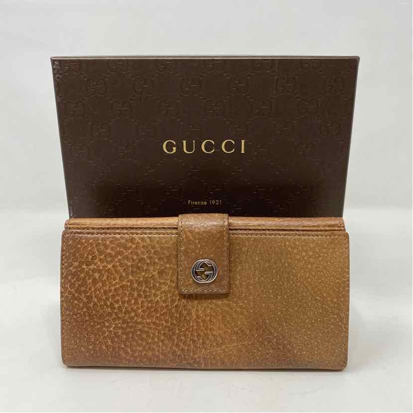 Pre-Owned Gucci Brown Leather Designer Wallet