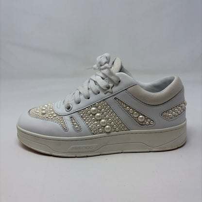 Pre-Owned Jimmy Choo White Pearls Shoe Size 7.5 Designer Shoes