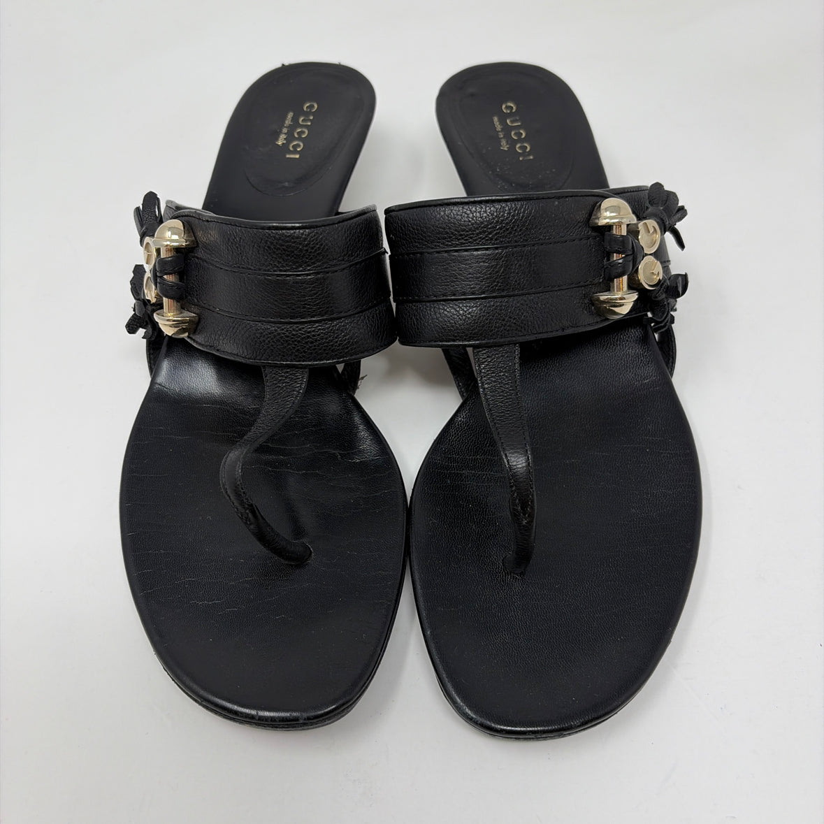 Pre-Owned Gucci Black Leather Shoe Size 8.5 Designer Shoes