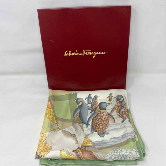 Pre-Owned Ferragamo Multi Silk Designer Scarf