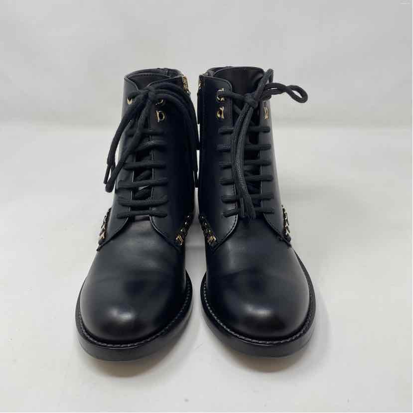 Pre-Owned Ferragamo Black Leather Shoe Size 7 Designer Shoes