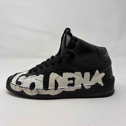 Pre-Owned Golden Goose Black Leather Shoe Size 7.5 Designer Shoes